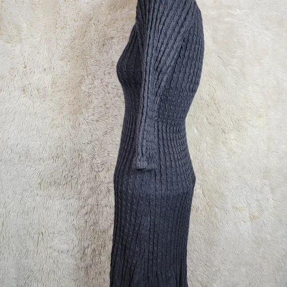 Maple Anthropologie Women's Sz XS Sweater Dress Gray Stretch Angora Cable Knit N - Picture 3 of 9